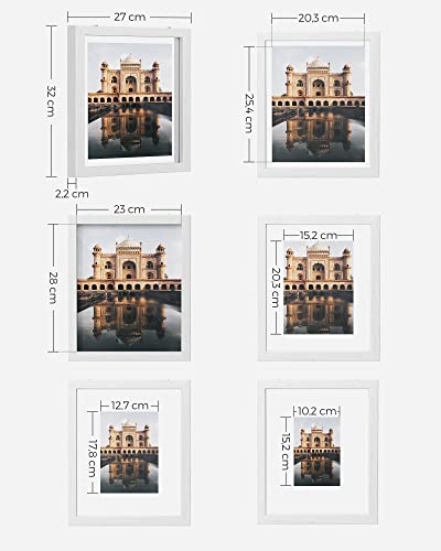 Set de 3 Rame Foto pentru Poze de 10 x 15 cm (4 x 6 inch), 13 x 18 cm (5 x 7 inch), 15 x 20 cm (8 x 10 inch), Albe SONGMICS