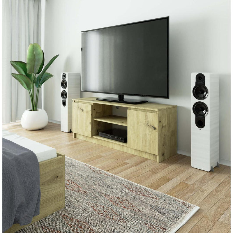 Comoda TV cu 2 usi si 2 rafturi 140 x 55 x 40 cm stejar