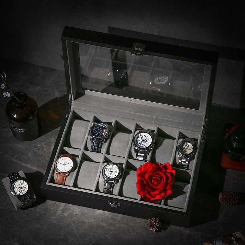 Cutie ceasuri piele ecologica pentru 12 ceasuri 20 x 30 x 7.5 cm