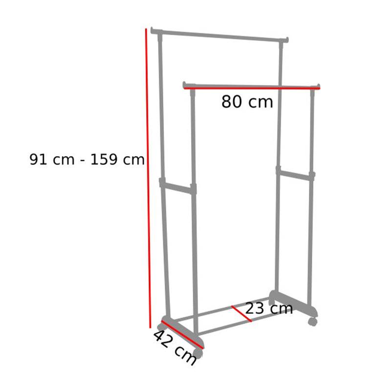 Suport mobil dublu metalic pentru imbracaminte iga