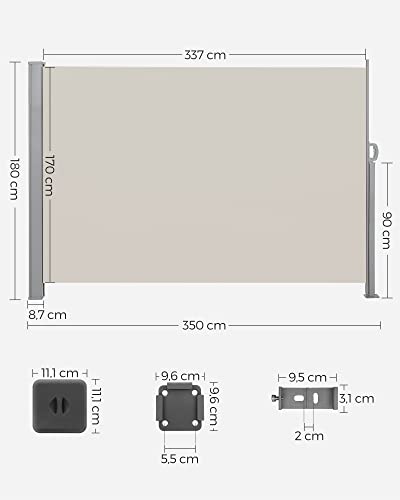 Copertina laterala pentru Balcon si Terasa, Protectie Intimitate, Parasolar, Perdea Laterala, Taupe, 180x350cm, SONGMICS