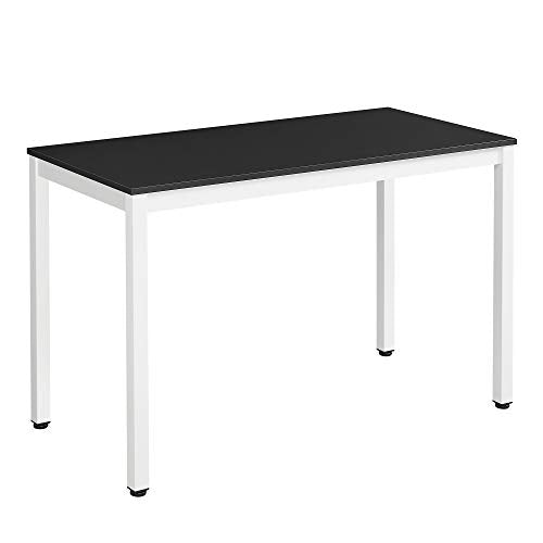 Birou pentru calculator, masa de scris cu un birou mare, birou de birou stabil, masa de dining moderna, birou la domiciliu, asamblare usoara, 120 x 60 x 76 cm (L x l x i), negru, alb, VASAGLE