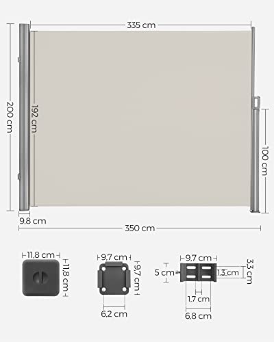 Copertina laterala pentru Balcon, Terasa, si Gradina, cu Montare pe Sol, Protectie Intimitate, Parasolar, Perdea Laterala, Bej, 2x3,5m, SONGMICS