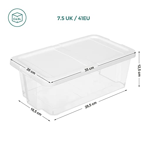 Set de 12 Cutii pentru Pantofi, Cutii de Stocare pentru Pantofi, Cutii de Depozitare pentru Pantofi Transparente cu Capac din Plastic pentru Pantofi pana la Marimea 41, SONGMICS