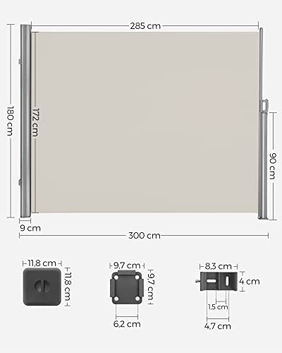 Copertina laterala pentru Balcon si Terasa, Certificata TÜV SÜD GS, Protectie Intimitate, Parasolar, Perdea Laterala, Bej SONGMICS