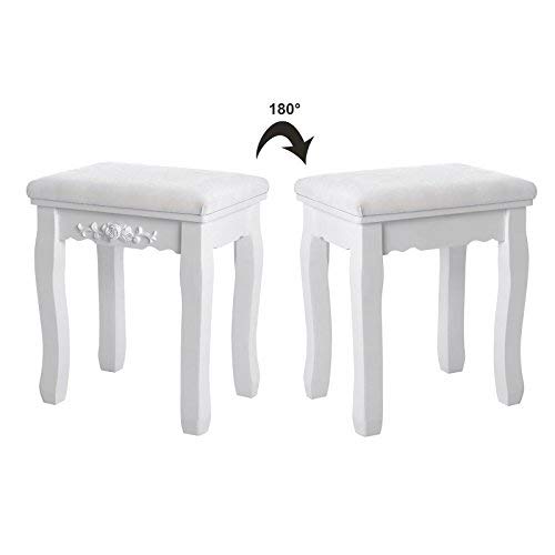 Set de machiaj  cu masa de toaleta, scaun si oglinda cu rotire la 360 de grade, masa de machiaj cu 5 sertare, mobilier pentru machiaj usor de asamblat, alb SONGMICS
