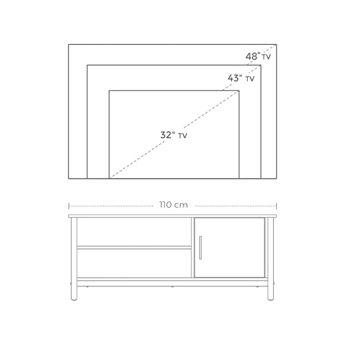 Cabinet TV pentru Televizoare de pana la 48 de Inch, Stand TV, Masuta TV si Lowboard cu Cabinet si 2 Rafturi, Camera de Zi, Hol, 110 x 40 x 45 cm, Design Industrial, Maro Rustic, VASAGLE