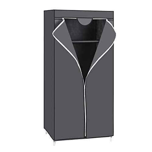 Dulap din Textil, Dulap Pliabil cu Bara de Asezare, Rack pentru Haine Singular, Organizator de Depozitare pentru Genti, Jucarii, Pantofi, Sufragerie, Dormitor, Vestiar, 75 x 45 x 160 cm, Gri SONGMICS