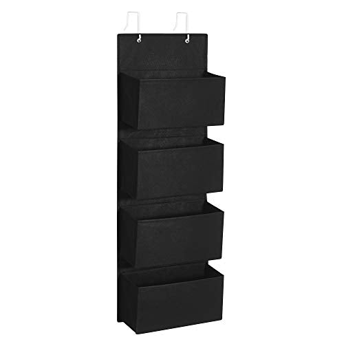 Depozitare de Usa  cu 4 Buzunare, Organizator de Depozitare de Perete, Practic si Spatios, pentru Camera Copiilor, Birou, Dormitor, 33.5 x 12 x 100 cm, Negru SONGMICS