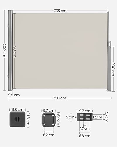 Copertina laterala pentru Balcon si Terasa, Protectie Intimitate, Parasolar, Perdea Laterala, Bej, 200x350cm, SONGMICS