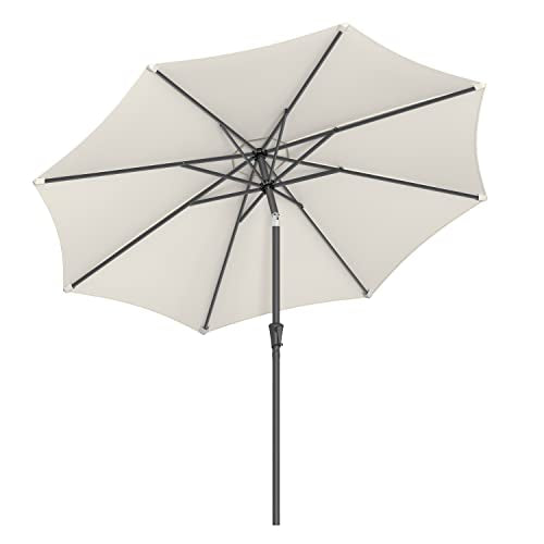 Umbrela de Gradina de 290 cm, Protectie UPF 50+, Parasolar de Soare, inclinare la 30° in 2 Directii, Manivela pentru Deschidere si inchidere, pentru Gradini in Aer Liber, Piscine, Balcoane, Terasa, Baza nu este Inclusa, Bej SONGMICS