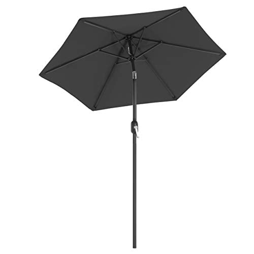 Umbrela de Gradina de 197 cm, Protectie UPF 50+, Parasolar de Soare, inclinare la 30° in 2 Directii, Manivela pentru Deschidere si inchidere, pentru Gradini in Aer Liber, Piscine, Balcoane, Terasa, Baza nu este Inclusa, Gri SONGMICS