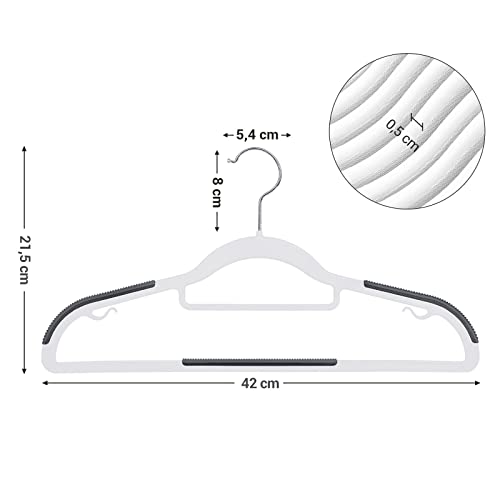 Set de 30 de Umerase pentru Haine, Agatatori din Plastic Antiderapante, pentru Economisire de Spatiu, Grosime de 0,5 cm, Lungime de 42 cm, Carlig Rotativ la 360°, Alb si Gri inchis SONGMICS