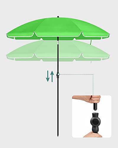 Umbrela de Plaja 2 m, Umbrela de Soare, Protectie Solara cu UPF 50+, Canopie Octogonala din Poliester Portabila, Spiroizi din Fiberglass, Mecanism de inclinare, Geanta de Transport, pentru Plaja, Gradina, Balcon, Piscina, Verde SONGMICS