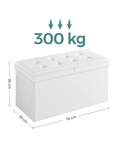 Scaun pliabil cu capacitate de 300 kg, Piele PU + spuma, Spatiu de depozitare SONGMICS