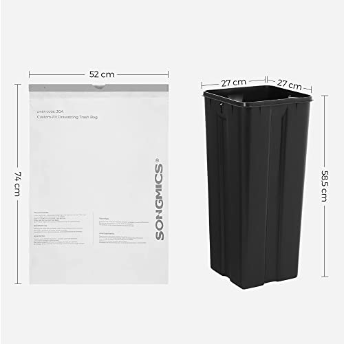 Saci de Gunoi cu snur, Saci pentru Cosuri de Gunoi de 30L, Cod 30A, Potrivire Personalizata, 2 Role, 90 de Bucati, Alb SONGMICS