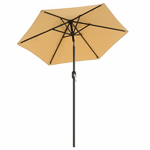 Umbrela de Gradina de 197 cm, Protectie UPF 50+, Parasolar de Soare, inclinare la 30° in 2 Directii, Manivela pentru Deschidere si inchidere, pentru Gradini in Aer Liber, Piscine, Balcoane, Terasa, Baza nu este Inclusa, Taupe SONGMICS