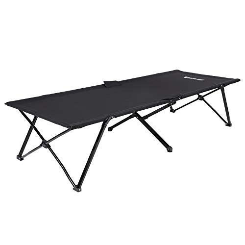 Pat pliabil pentru camping, pat de tabara portabil cu capacitate de incarcare de pana la 260 kg, pentru drumetii si utilizare in aer liber, 205 x 75 x 46 cm, negru SONGMICS