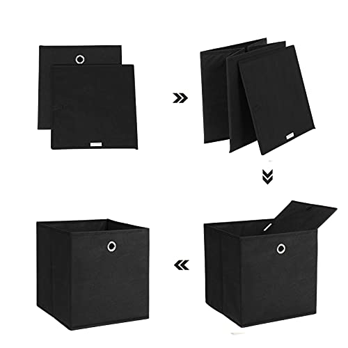 Set de 6 Cutii de Depozitare, Cuburi de Depozitare Pliabile din Material Netesut, 2 Gri + 2 Negre + 2 Bej, , 30 x 30 x 30 cm SONGMICS