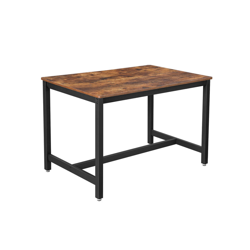 Masa dining  pentru 4 persoane, masa de bucatarie, 120 x 75 x 75 cm, cadru metalic rezistent, stil industrial, pentru camera de zi, sala de mese, maro rustic si negru, VASAGLE