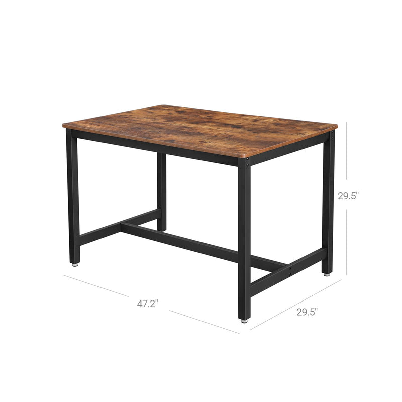 Masa dining  pentru 4 persoane, masa de bucatarie, 120 x 75 x 75 cm, cadru metalic rezistent, stil industrial, pentru camera de zi, sala de mese, maro rustic si negru, VASAGLE