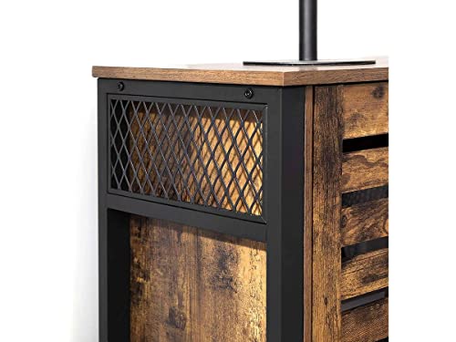 Cabinet de Depozitare, Bufet cu 2 Usi, Rafturi Reglabile, pentru Dining Room, Camera de Zi, Bucatarie, 110 x 33 x 75 cm, Stil Industrial, Maro Rustic si Negru, VASAGLE