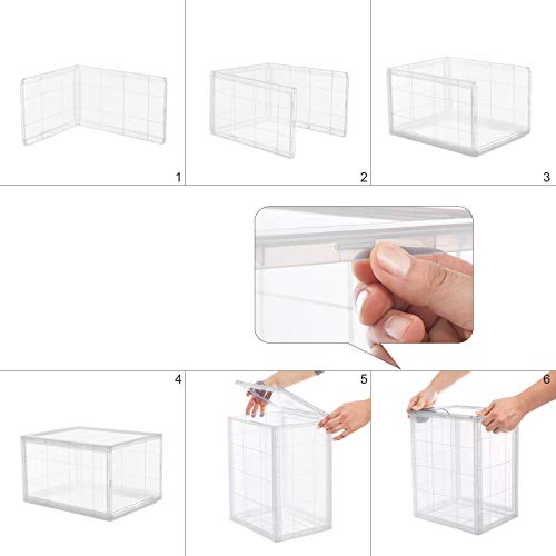 Cutie pentru Pantofi, Organizator de Pantofi Suprapunere, Stocare pentru Pantofi din Plastic cu Usa Transparenta, Usor de Asamblat, Set de 6, 28 x 36 x 22 cm, Potrivite pentru Marimea 45 UK, Transparente SONGMICS