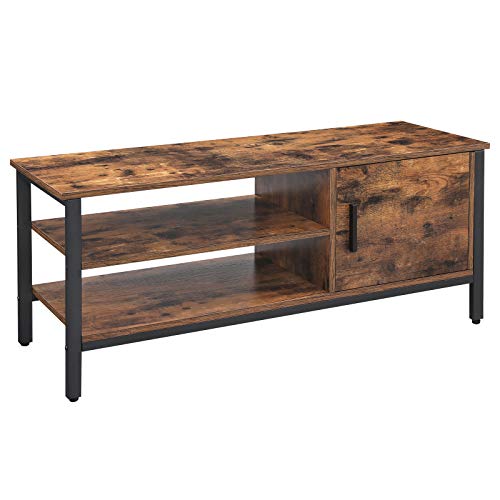 Cabinet TV pentru Televizoare de pana la 48 de Inch, Stand TV, Masuta TV si Lowboard cu Cabinet si 2 Rafturi, Camera de Zi, Hol, 110 x 40 x 45 cm, Design Industrial, Maro Rustic, VASAGLE