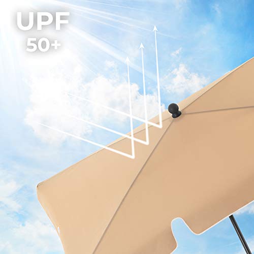 Umbrela Balcon Dreptunghiulara de 1,8 x 1,25 m, Protectie UPF 50+, Parasolar inclinabil, Cu Panza Acoperita cu PA, Geanta de Transport, Gradina Terasa, Baza nu este Inclusa, Toc Bej SONGMICS