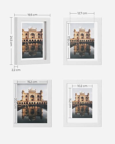 Set de 3 Rame Foto pentru Poze de 10 x 15 cm (4 x 6 inch), 13 x 18 cm (5 x 7 inch), 15 x 20 cm (6 x 8 inch), Albe SONGMICS