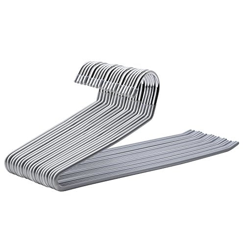 Set de 20 de Umerase pentru Pantaloni din Metal cu Capete Deschise si Acoperire Antiderapanta, Economisirea Spatiului, Latime de 38 cm, Gri SONGMICS