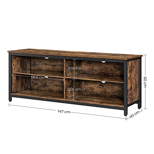 Stand TV, Cabinet TV cu 4 Cuburi pentru Televizoare de pana la 65 de Inch, Unitate TV cu Rafturi Ajustabile si Management al Cablurilor, Industrial, Maro Rustic si Negru, VASAGLE