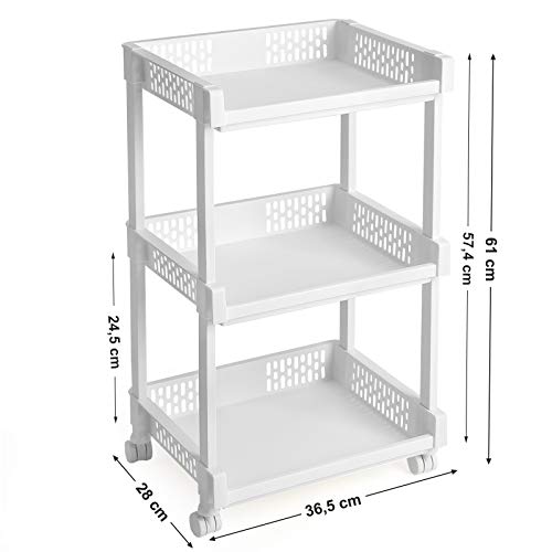 Unitate de Depozitare cu Roti , cu 3 Polite pentru Bucatarie, Baie si Camara, SONGMICS