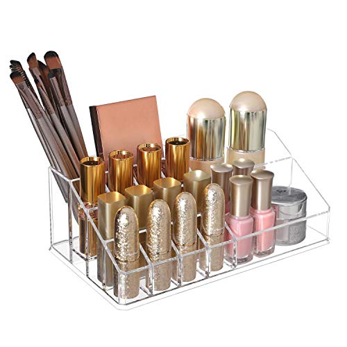 Organizator Mare din Acrilic Transparent pentru Machiaj, Cutie pentru Cosmetice cu 6 Sertare, pentru Palete, Pensule, Fonduri de Ten, Rujuri, Oje, Agrafe de Par, Cadou Minunat pentru Cei Dragi SONGMICS