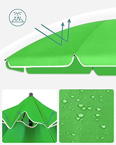 Umbrela de Plaja 2 m, Umbrela de Soare, Protectie Solara cu UPF 50+, Canopie Octogonala din Poliester Portabila, Spiroizi din Fiberglass, Mecanism de inclinare, Geanta de Transport, pentru Plaja, Gradina, Balcon, Piscina, Verde SONGMICS