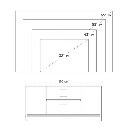 Stand TV pentru Televizoare de pana la 50 de Inch, Cabinet TV cu Rafturi Deschise, Consola TV pentru Camera de Zi, Camera de Divertisment, Maro Rustic si Negru, VASAGLE