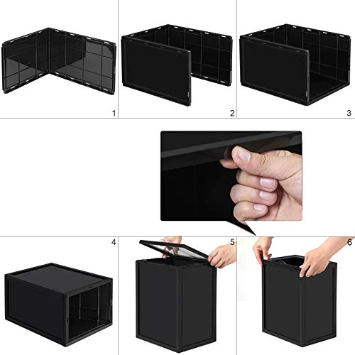 Cutie pentru Pantofi, Organizator de Pantofi Suprapunere, Stocare pentru Pantofi din Plastic cu Usa Transparenta, Usor de Asamblat, Set de 6, 28 x 36 x 22 cm, Potrivite pentru Marimea 45 UK, Negre SONGMICS