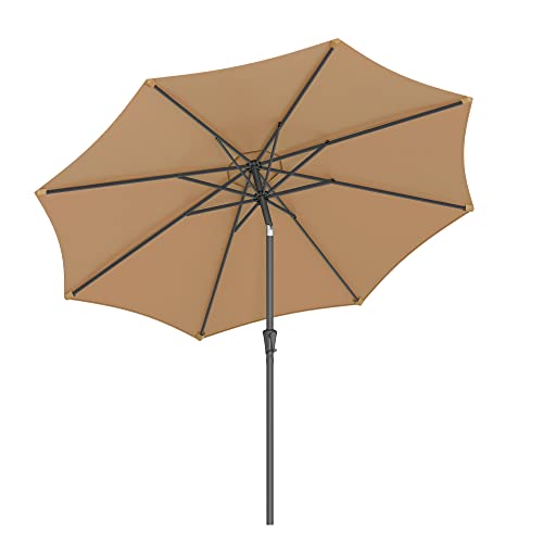 Umbrela de Gradina de 290 cm, Protectie UPF 50+, Parasolar de Soare, inclinare la 30° in 2 Directii, Manivela pentru Deschidere si inchidere, pentru Gradini in Aer Liber, Piscine, Balcoane, Terasa, Baza nu este Inclusa, Taupe SONGMICS