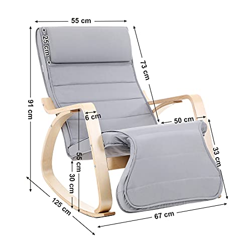 Scaun balansoar  - Scaun de living, Gri 65 x 125 x 90 cm SONGMICS