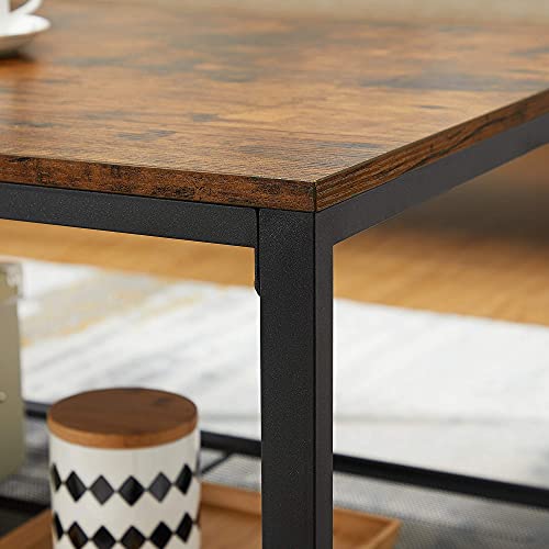 Masa de cafea, Masa pentru living cu capac rabatabil, Compartiment de depozitare ascuns si raft de plasa, Cadru din otel, Stil industrial, 100 x 55 x 47 cm, Maro Rustic si Negru LCT230B01, VASAGLE