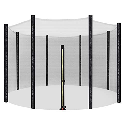 Plasa de Siguranta pentru Trambulina inlocuitoare, pentru Trambuline Rotunde cu Diametrul de 366 cm (12 ft), Plasa de Siguranta pentru 8 Stalpi Drepti, Plasa de Protectie din Plasa, Negru SONGMICS