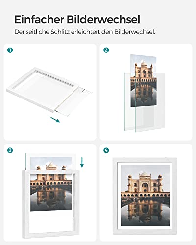 Set de 3 Rame Foto pentru Poze de 10 x 15 cm (4 x 6 inch), 13 x 18 cm (5 x 7 inch), 15 x 20 cm (8 x 10 inch), Albe SONGMICS