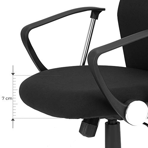 Scaun de birou Ergonomic, Scaun rotativ cu perna pentru sezut din material textil, Ajustabil si inclinabil pana la o capacitate de incarcare de 120 kg, Negru SONGMICS