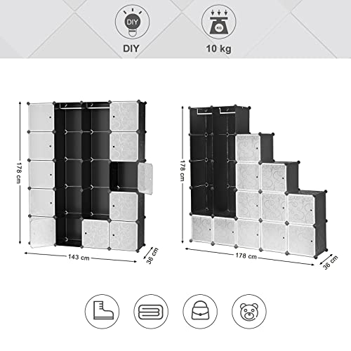 Dulap cu 2 Bare pentru Haine 180 x 145 x 37 cm Negru SONGMICS