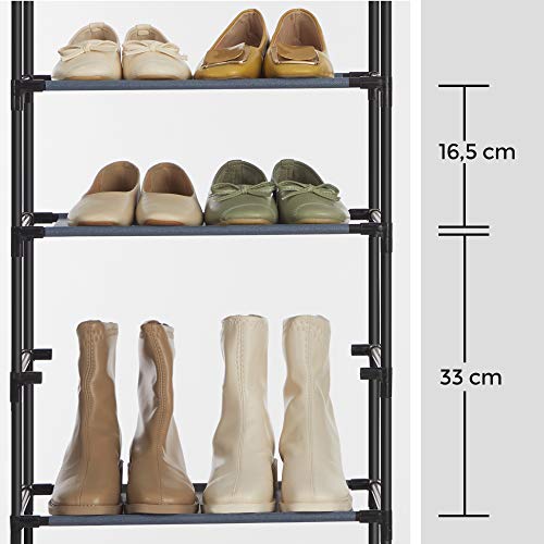 Suport pentru Pantofi cu 4 Etaje, Set de 2 Organizatoare pentru Pantofi cu Structura din Metal, Strat din Material Netesut, pentru Hol, Dormitor, Sufragerie, 45 x 28 x 80 cm, Gri SONGMICS
