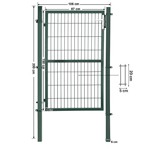 Poarta pentru Gradina  , Robusta si Durabila din Otel Galvanizat cu incuietoare si Cheie, Dimensiuni Poarta: 150 x 106 cm, Verde SONGMICS