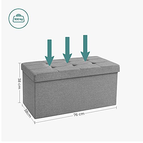 Cutie pentru jucarii pliabila din material de in cu capac, Spatiu versatil de economisire a spatiului, Gri deschis 76 x 38 x 38 cm SONGMICS