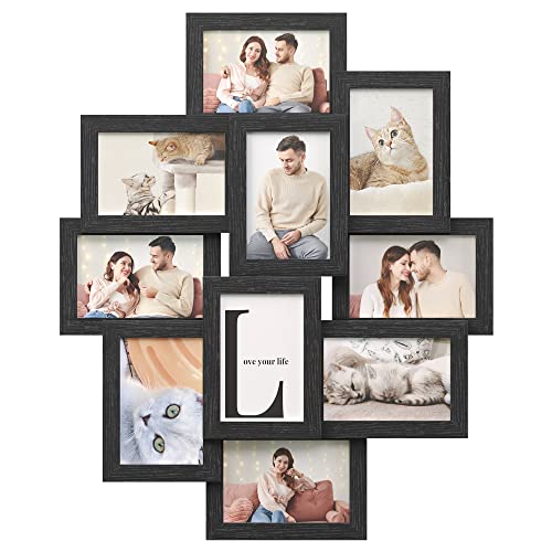 Rame Foto Colaj pentru 10 Poze de 10 x 15 cm (4 x 6 inch), Montaj Necesar, Montare pe Perete, Negru SONGMICS