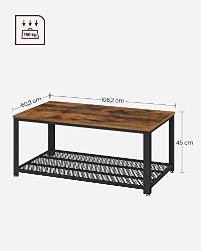 Masa de cafea, Masa reglabila pe inaltime pentru living, Masa de cafea, Spatiu de depozitare deschis si ascuns, Bare in forma de X, 60 x 100 x (48-62) cm, Maro Camel/Negru LCT205K50, VASAGLE