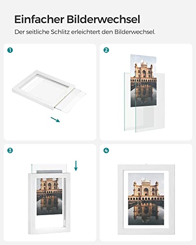 Set de 3 Rame Foto pentru Poze de 10 x 15 cm (4 x 6 inch), 13 x 18 cm (5 x 7 inch), 15 x 20 cm (6 x 8 inch), Albe SONGMICS